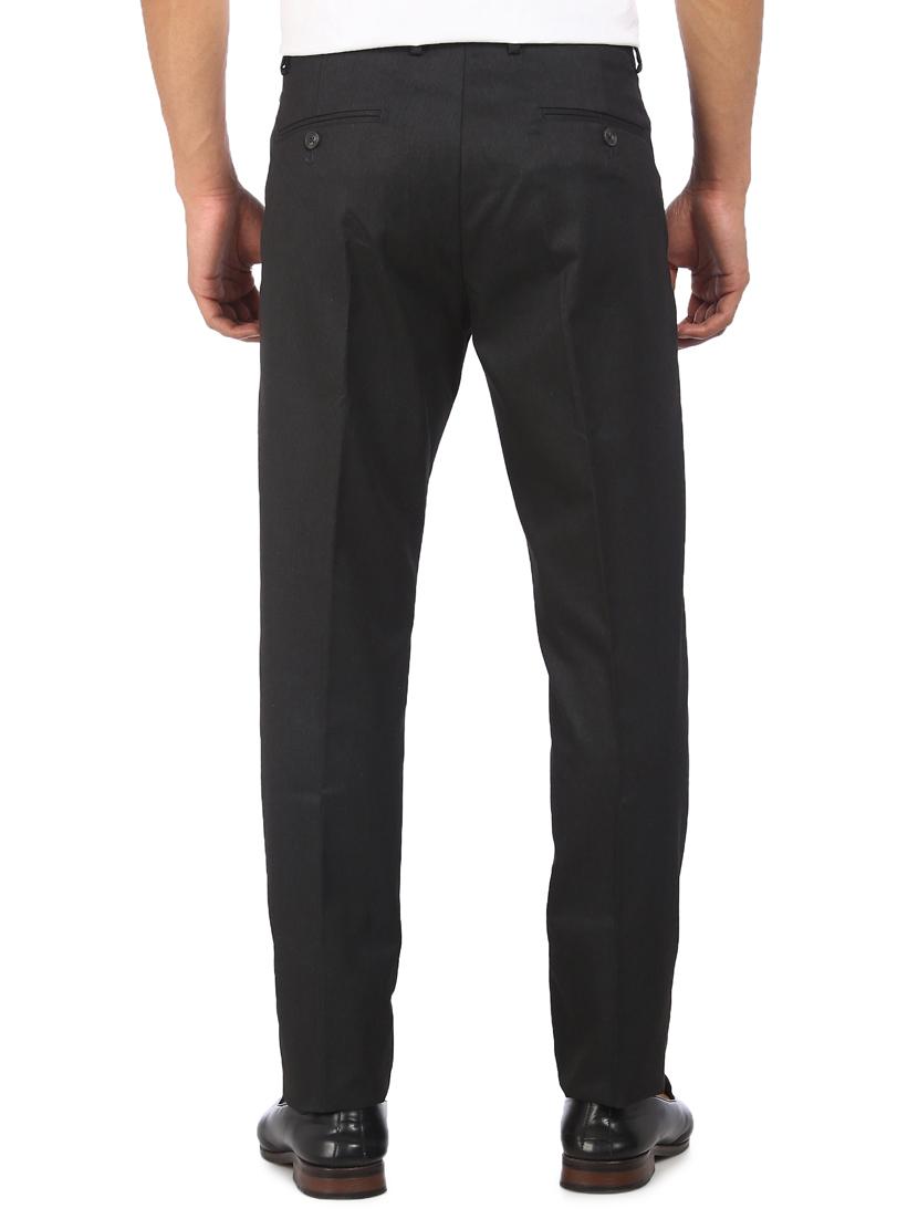 dark blue solid flat front formal trouser - 17930874 - Zoom Image - 3