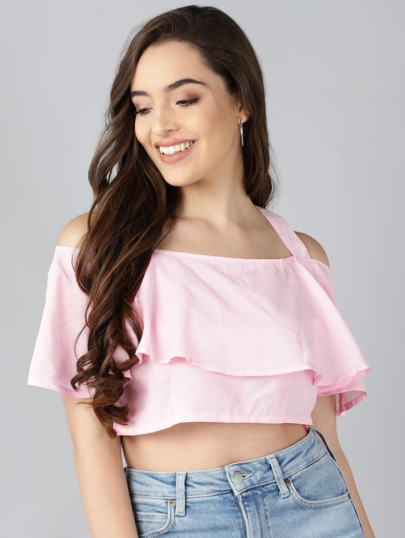 cold shoulder ruffled top - 17930976 - Zoom Image - 1