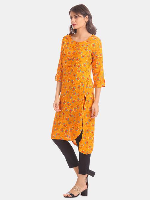 printed straight kurta - 17931378 - Standard Image - 1