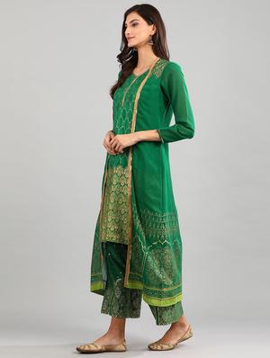 gold print layered kurta - 17933226 - Standard Image - 3
