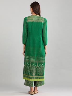 gold print layered kurta - 17933226 - Standard Image - 4