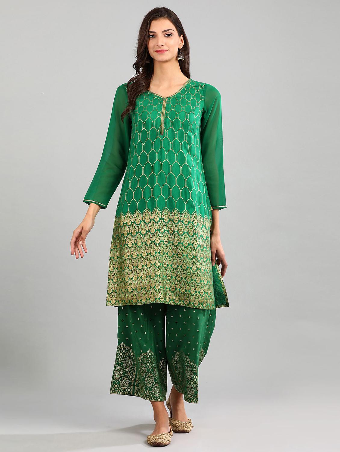 gold print layered kurta - 17933226 - Zoom Image - 2