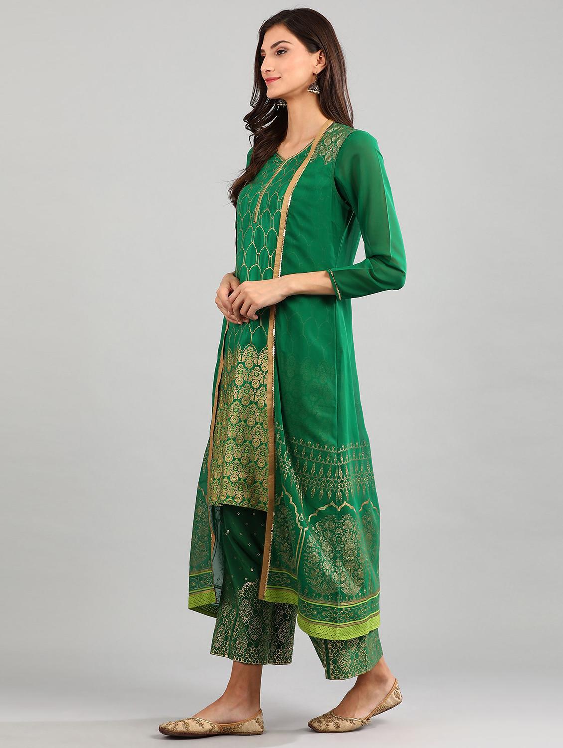 gold print layered kurta - 17933226 - Zoom Image - 3