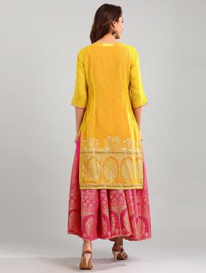 gold print layered kurta - 17933227 - Standard Image - 4