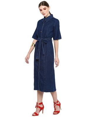tie front solid shirt dress - 17933488 - Standard Image - 2