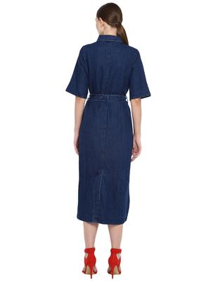 tie front solid shirt dress - 17933488 - Standard Image - 4