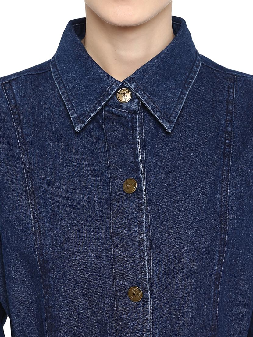 tie front solid shirt dress - 17933488 - Zoom Image - 5