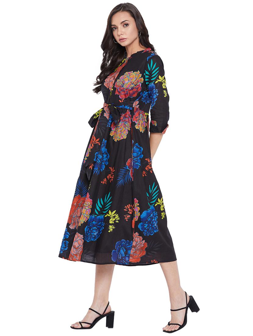 tie front floral a-line dress - 17933995 - Zoom Image - 2