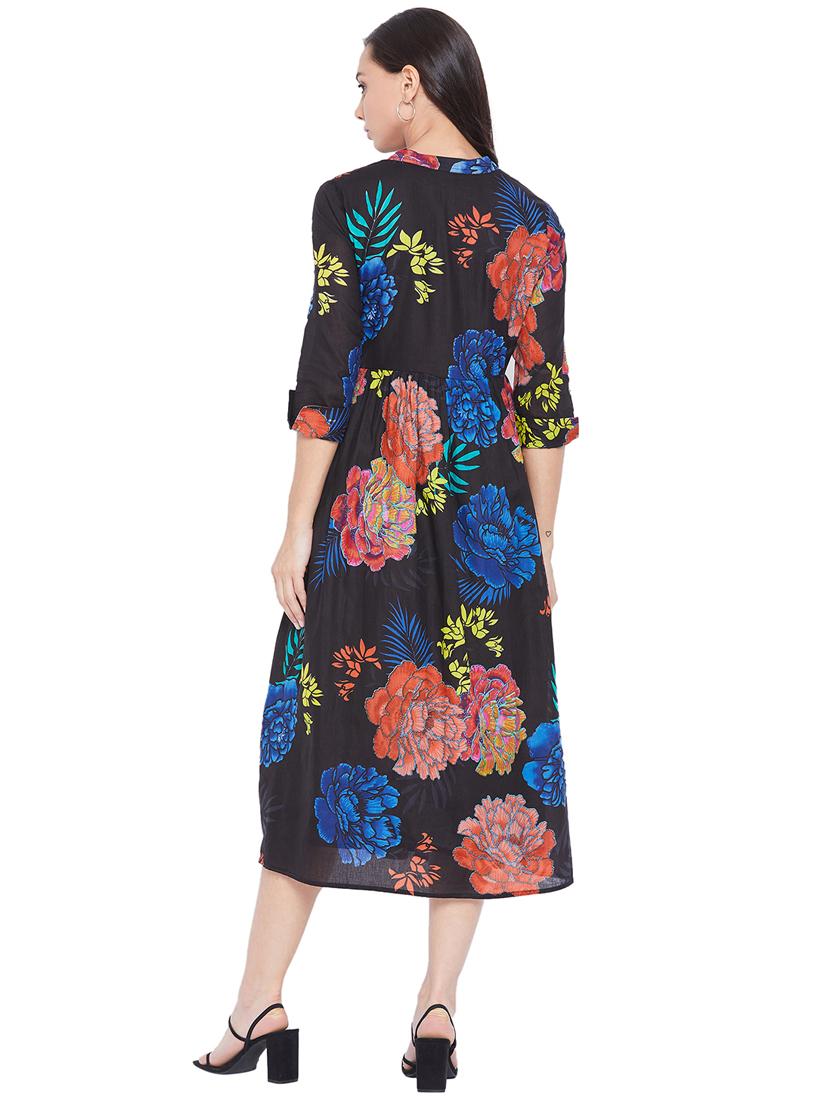 tie front floral a-line dress - 17933995 - Zoom Image - 3
