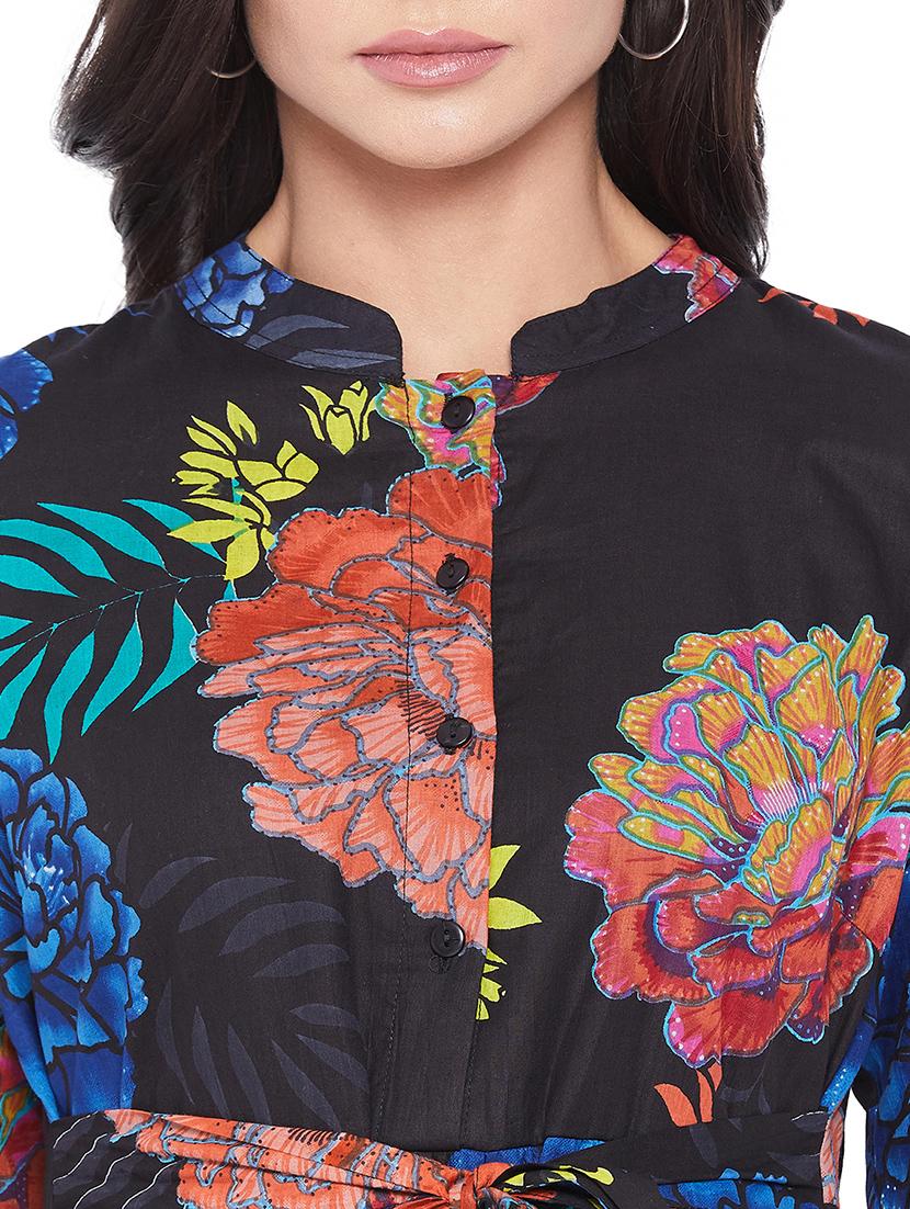 tie front floral a-line dress - 17933995 - Zoom Image - 4