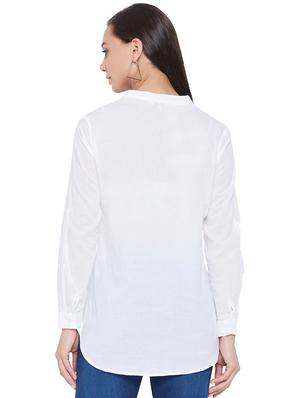 mandarin neck embroidered detail shirt - 17934003 - Standard Image - 3