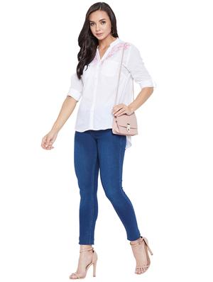 mandarin neck embroidered detail shirt - 17934003 - Standard Image - 4