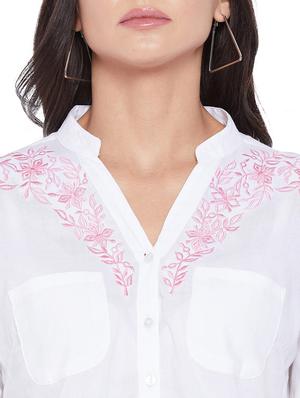 mandarin neck embroidered detail shirt - 17934003 - Standard Image - 5
