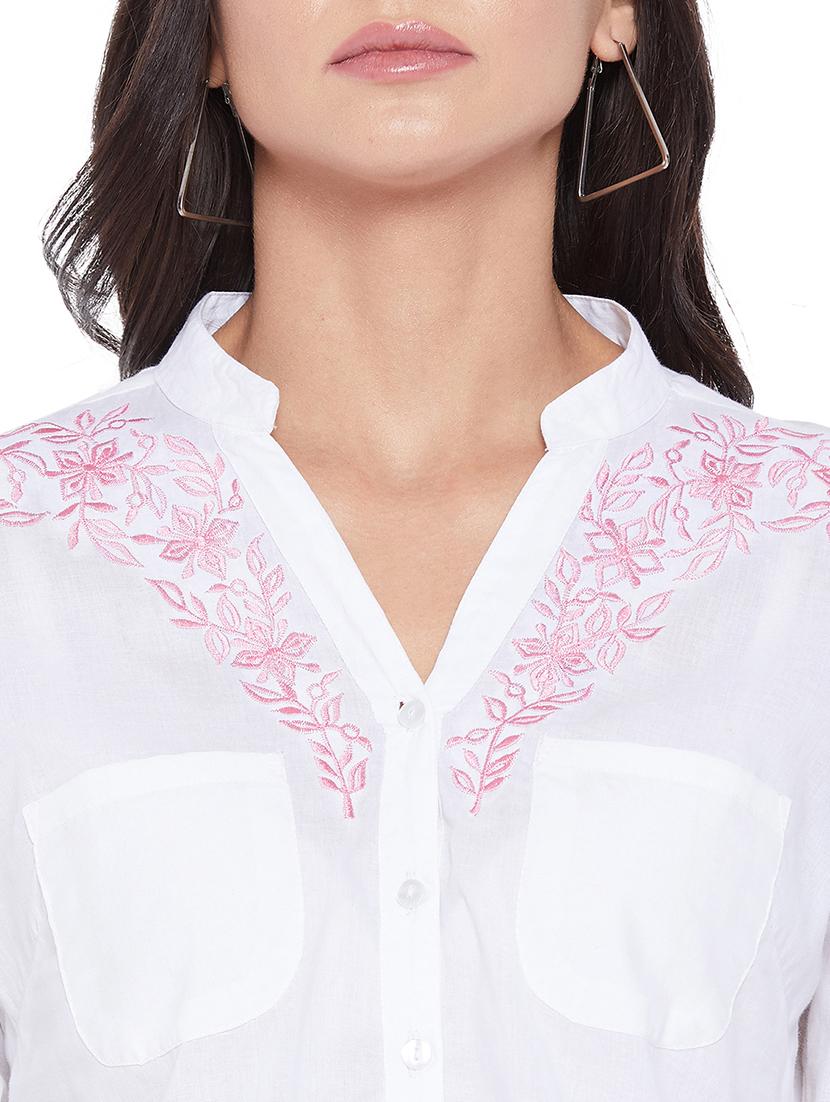 mandarin neck embroidered detail shirt - 17934003 - Zoom Image - 5