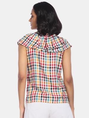 v-neck checkered top - 17935257 - Standard Image - 3
