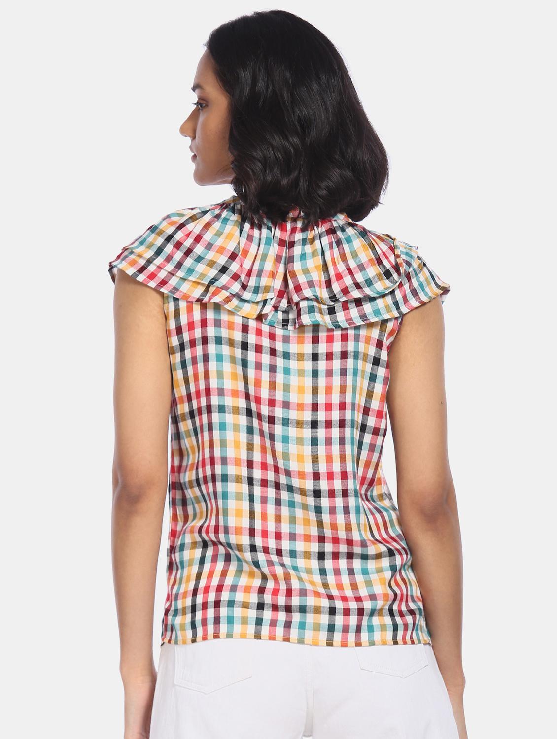 v-neck checkered top - 17935257 - Zoom Image - 3