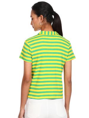 polo neck striped tee - 17935294 - Standard Image - 3