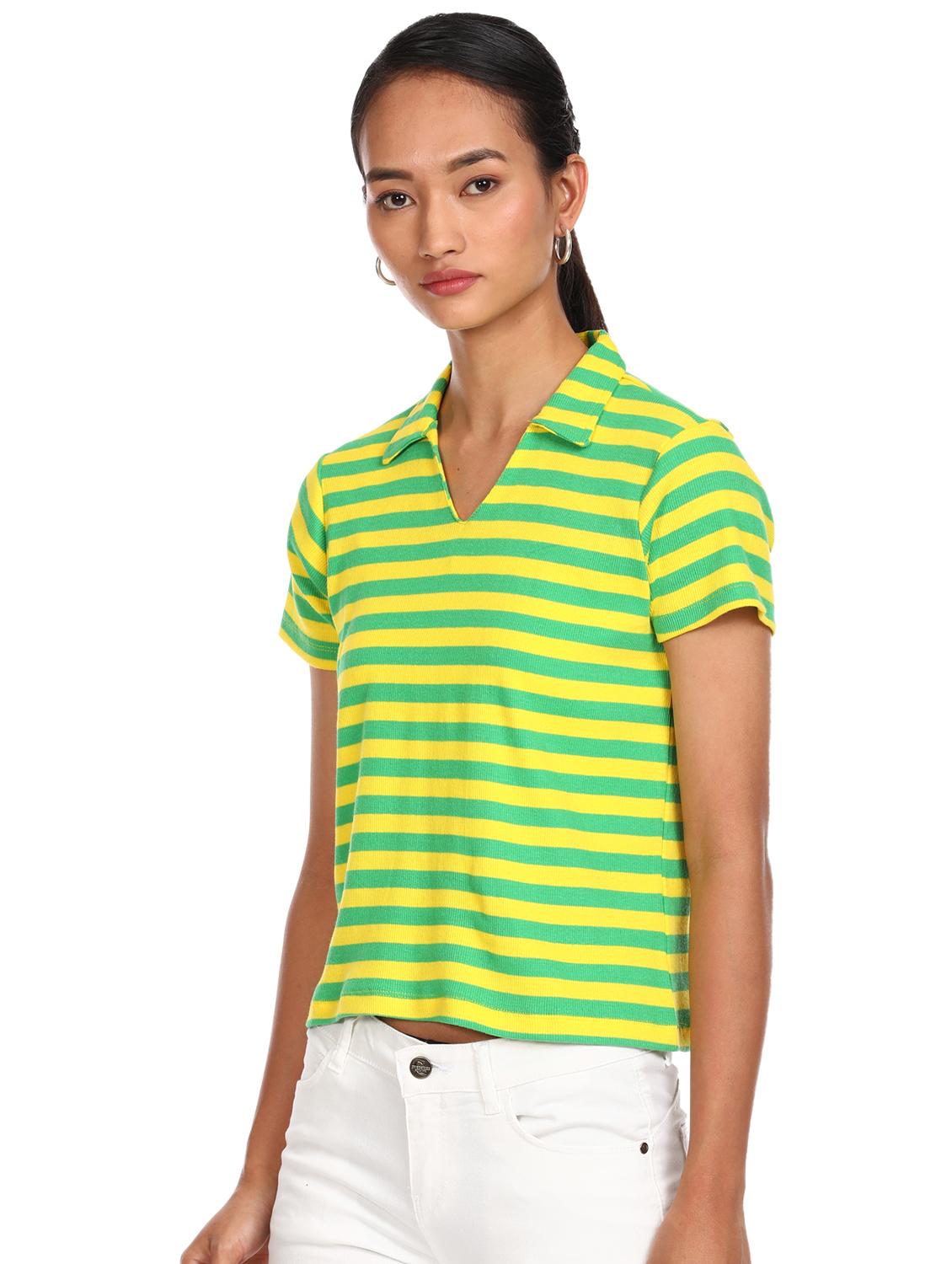 polo neck striped tee - 17935294 - Zoom Image - 1