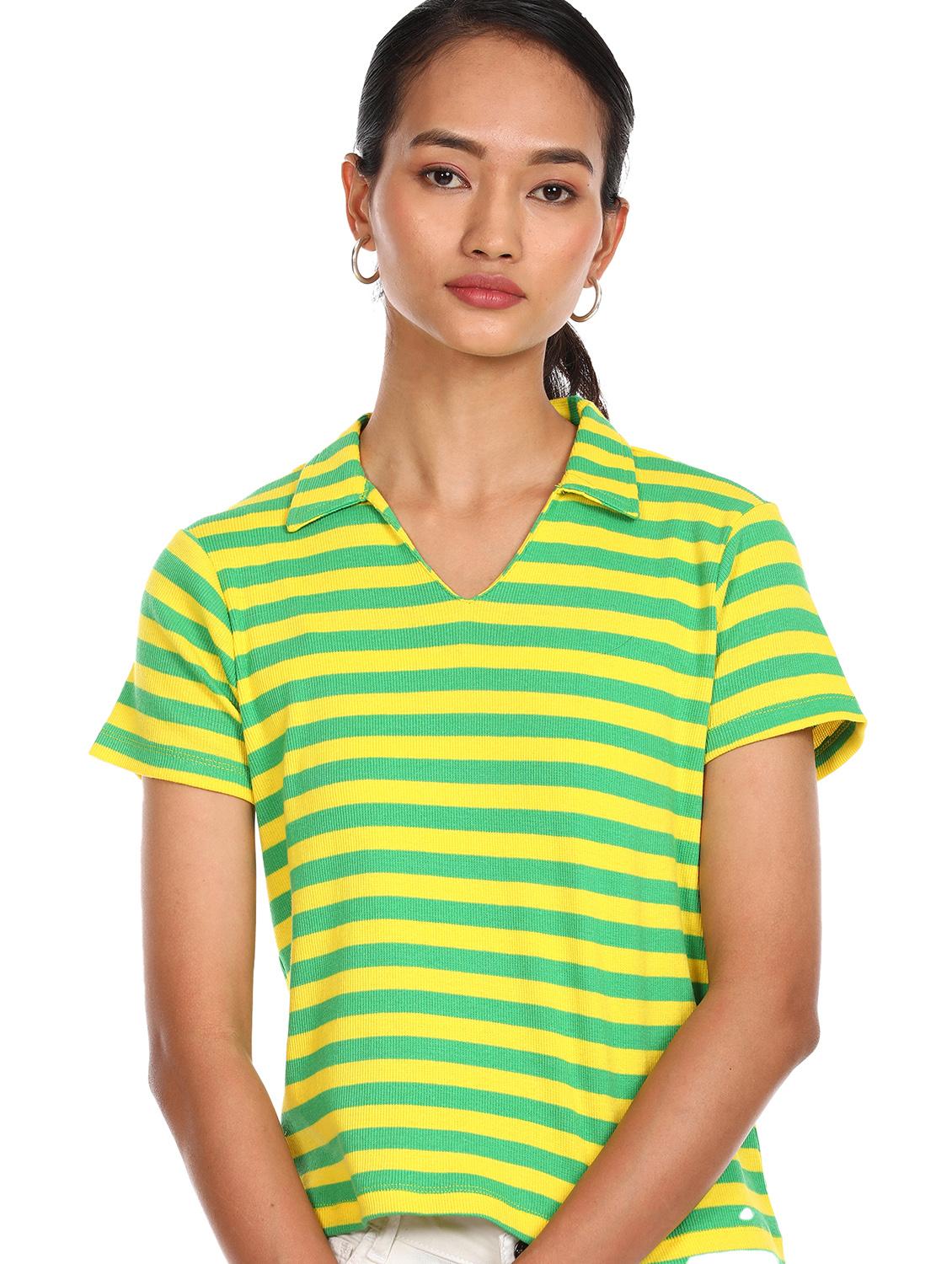 polo neck striped tee - 17935294 - Zoom Image - 2
