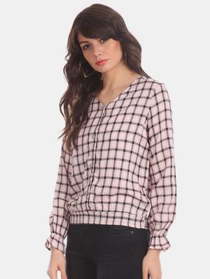v-neck checkered top - 17935468 - Standard Image - 2