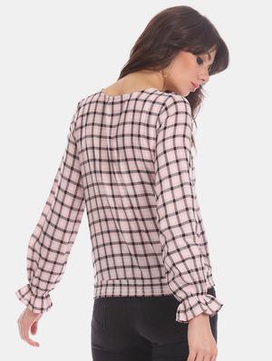 v-neck checkered top - 17935468 - Standard Image - 3