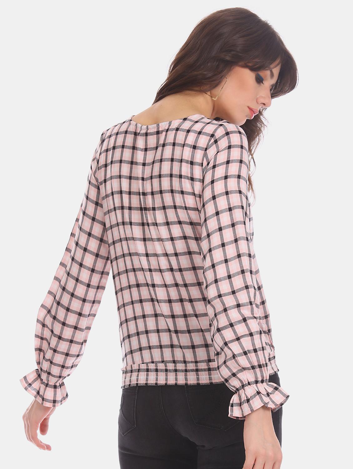 v-neck checkered top - 17935468 - Zoom Image - 3