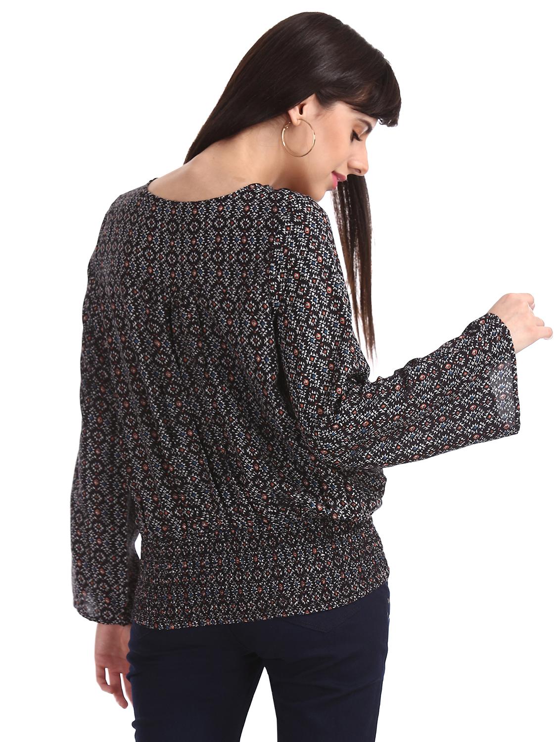 round neck printed blouson top - 17935573 - Zoom Image - 3