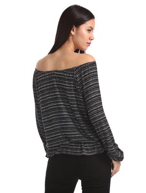 off shoulder striped top - 17935585 - Standard Image - 3