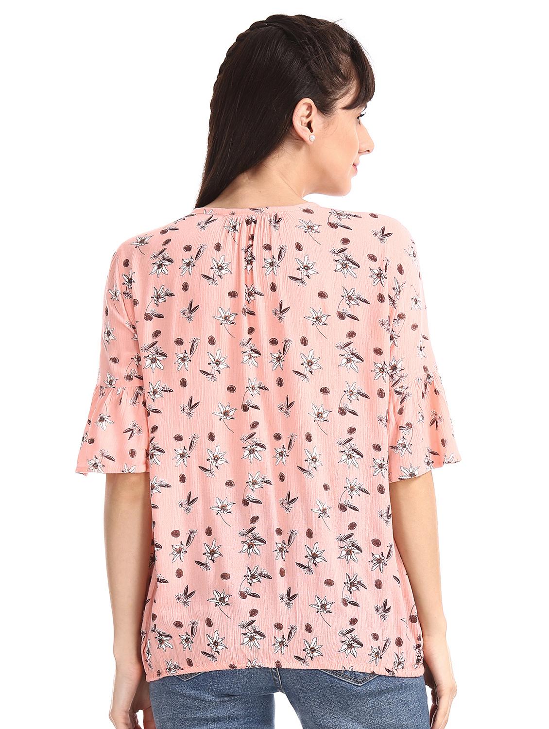 tie up neck floral top - 17935593 - Zoom Image - 2
