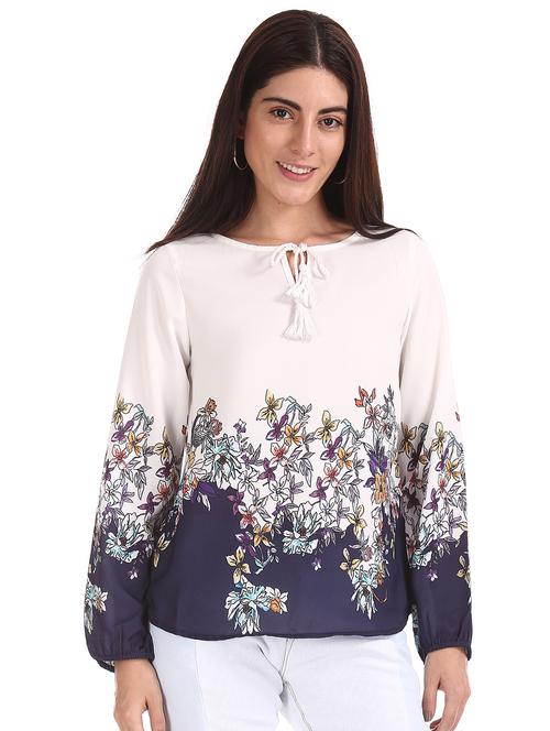 tie up neck printed top - 17935706 - Standard Image - 1