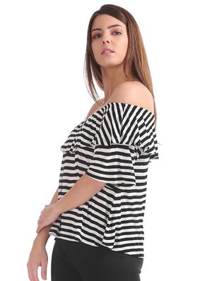 off shoulder striped top - 17935830 - Standard Image - 2