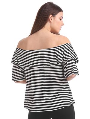 off shoulder striped top - 17935830 - Standard Image - 3