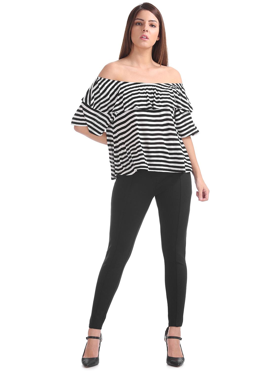 off shoulder striped top - 17935830 - Zoom Image - 4