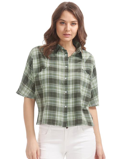 green checkered crop top - 17935955 - Standard Image - 1