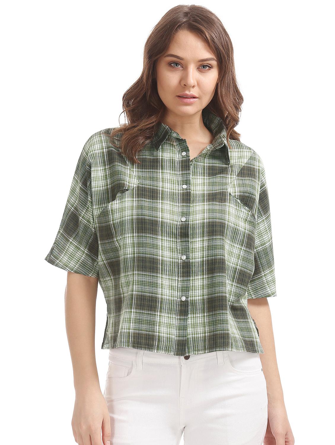 green checkered crop top - 17935955 - Zoom Image - 1