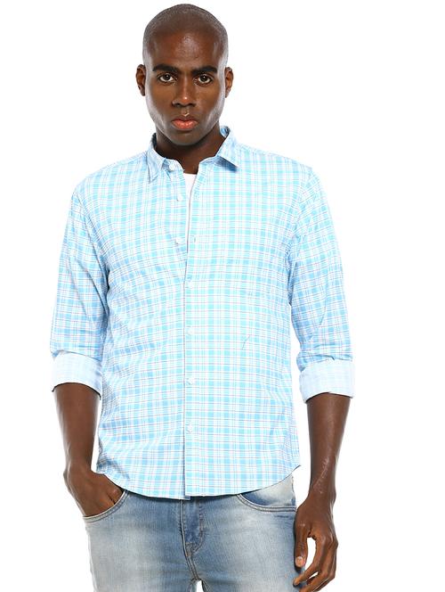 blue checkered casual shirt - 17936337 - Standard Image - 1