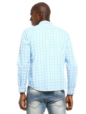 blue checkered casual shirt - 17936337 - Standard Image - 3
