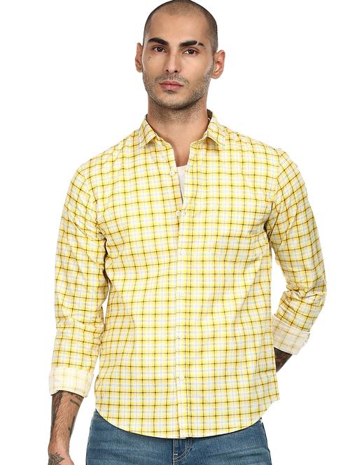 yellow checkered casual shirt - 17936351 - Standard Image - 1