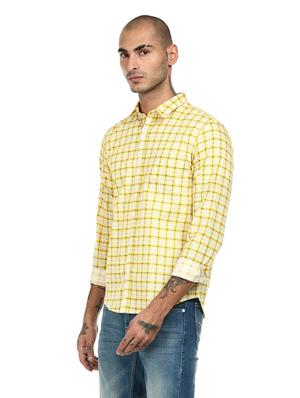 yellow checkered casual shirt - 17936351 - Standard Image - 2