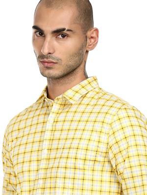yellow checkered casual shirt - 17936351 - Standard Image - 5