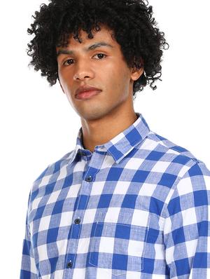 blue checkered casual shirt - 17936398 - Standard Image - 5