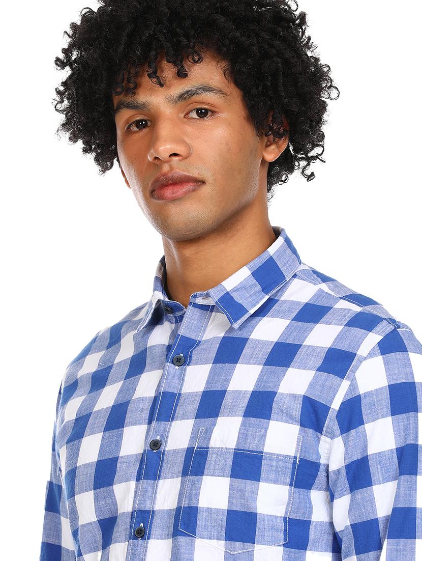 blue checkered casual shirt - 17936398 - Zoom Image - 5