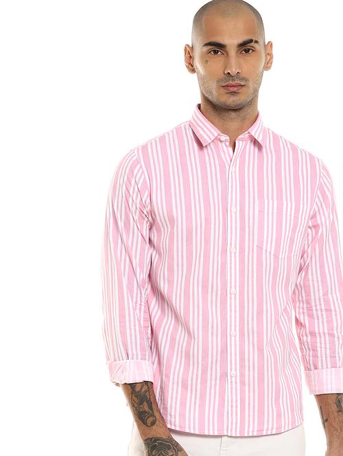 pink striped casual shirt - 17936412 - Standard Image - 1