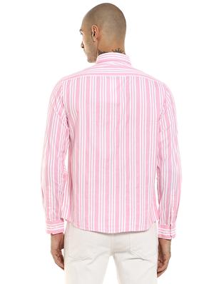 pink striped casual shirt - 17936412 - Standard Image - 3