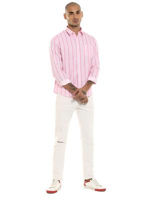 pink striped casual shirt - 17936412 - Standard Image - 4