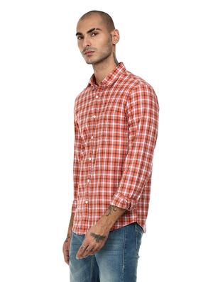 orange checkered casual shirt - 17936449 - Standard Image - 2