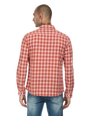 orange checkered casual shirt - 17936449 - Standard Image - 3