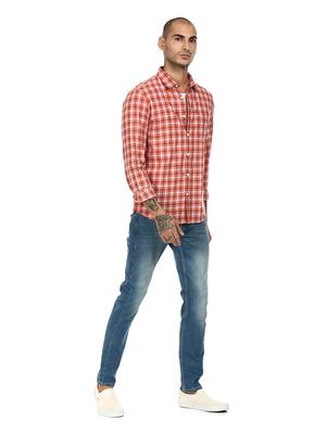 orange checkered casual shirt - 17936449 - Standard Image - 4