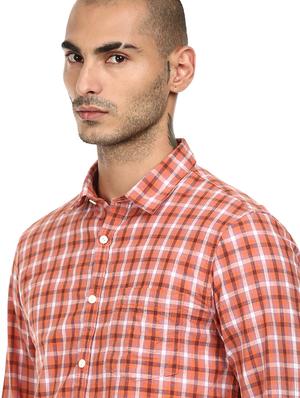 orange checkered casual shirt - 17936449 - Standard Image - 5