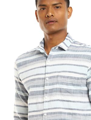 light blue striped casual shirt - 17936521 - Standard Image - 5